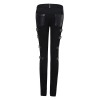 Gothic Retro Warrior Futurism Rock Black Leather Pants With Straps